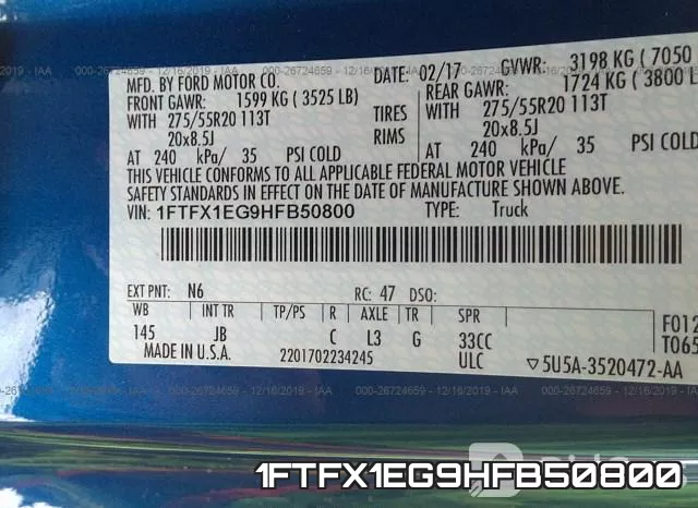 1FTFX1EG9HFB50800 фото 9