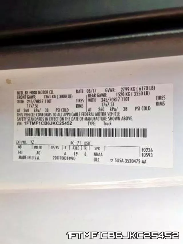 1FTMF1CB6JKC25452 фото 2