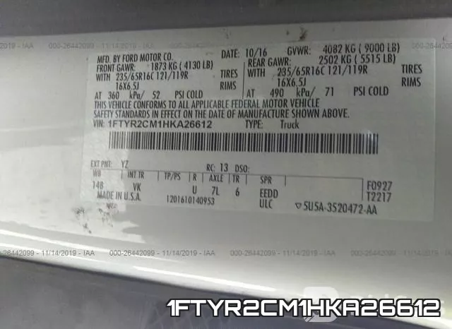 1FTYR2CM1HKA26612 фото 8