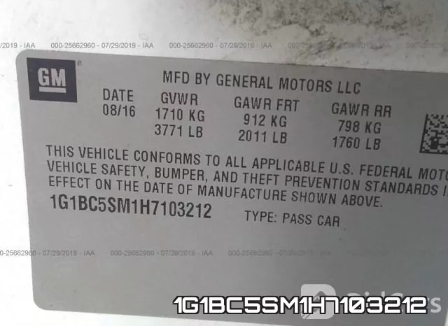 1G1BC5SM1H7103212 фото 10