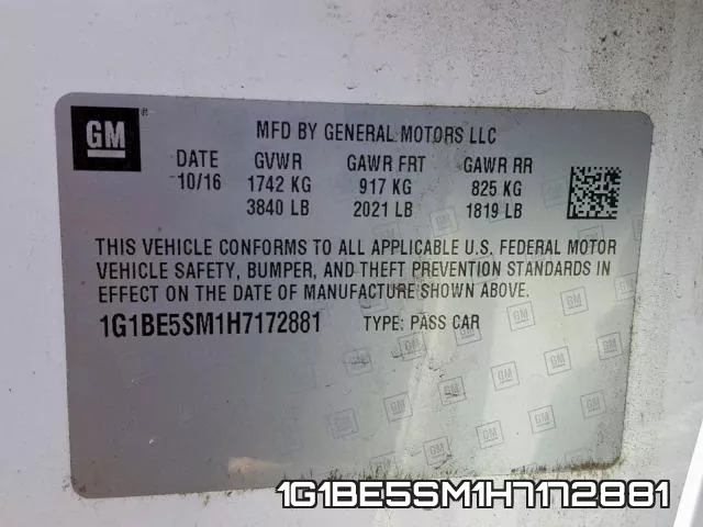 1G1BE5SM1H7172881 фото 2