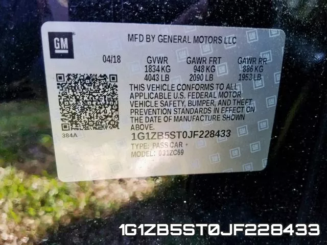 1G1ZB5ST0JF228433 фото 2