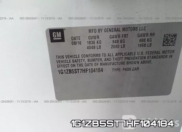 1G1ZB5ST7HF104184 фото 10