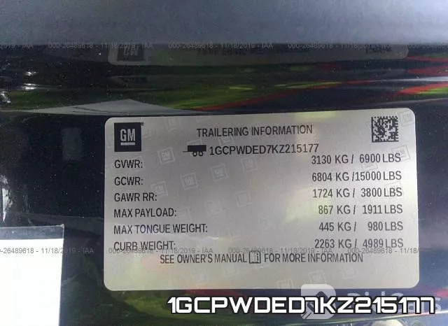 1GCPWDED7KZ215177 фото 8