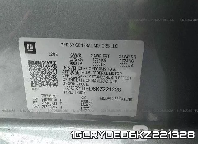 1GCRYDED6KZ221328 фото 10