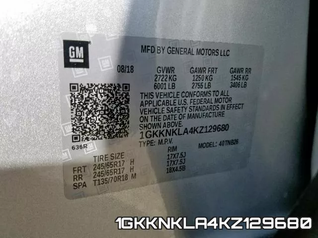 1GKKNKLA4KZ129680 фото 2