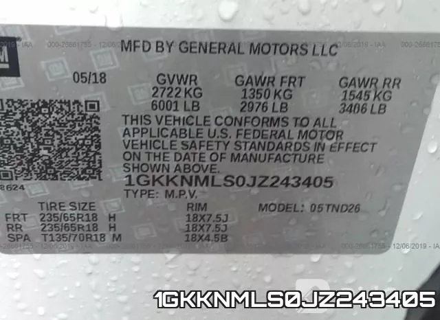 1GKKNMLS0JZ243405 фото 7