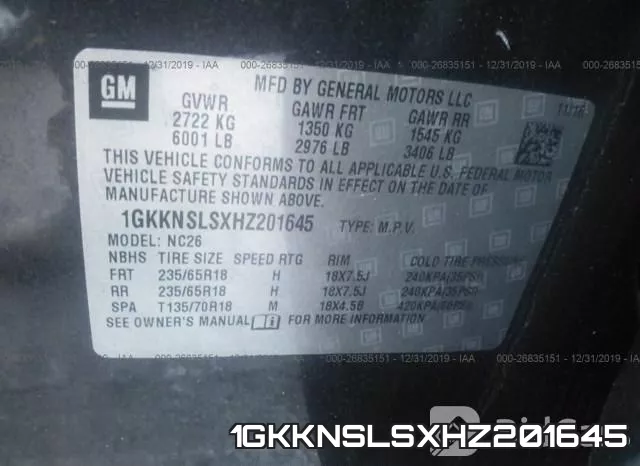 1GKKNSLSXHZ201645 фото 6