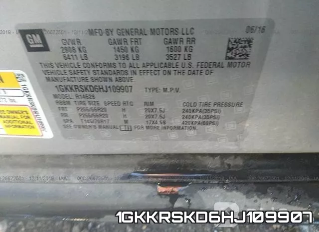 1GKKRSKD6HJ109907 фото 8