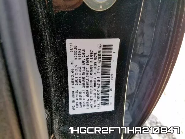 1HGCR2F77HA210847 фото 2