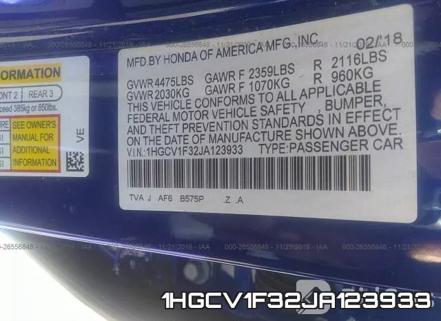 1HGCV1F32JA123933 фото 10