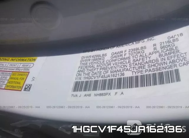 1HGCV1F45JA162136 фото 10