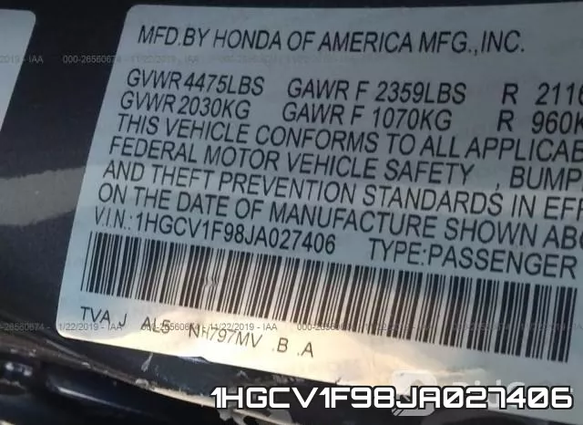 1HGCV1F98JA027406 фото 10