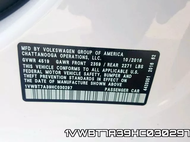 1VWBT7A39HC030297 фото 2