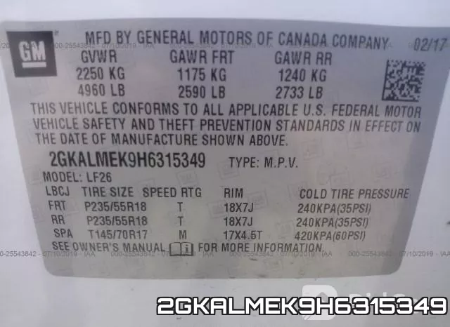2GKALMEK9H6315349 фото 6