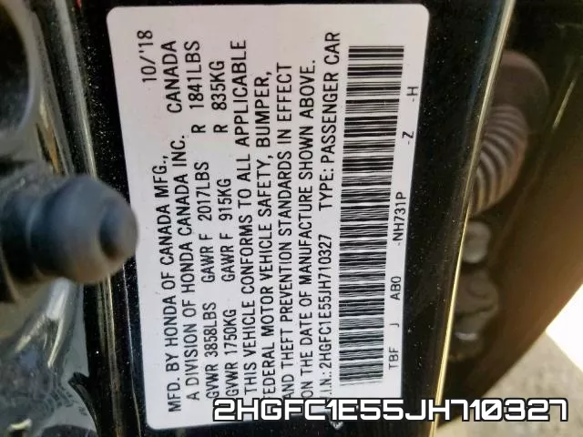 2HGFC1E55JH710327 фото 2