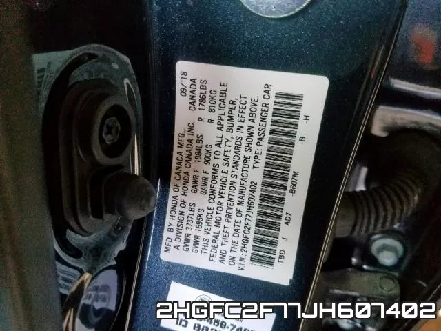 2HGFC2F77JH607402 фото 2