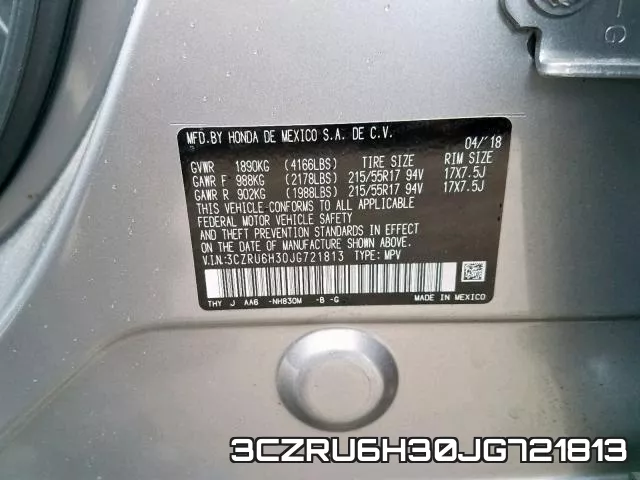 3CZRU6H30JG721813 фото 2