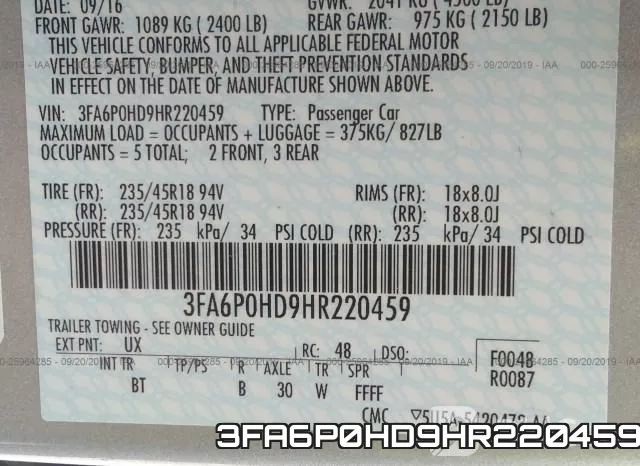 3FA6P0HD9HR220459 фото 9