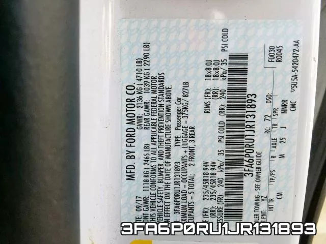 3FA6P0RU1JR131893 фото 2