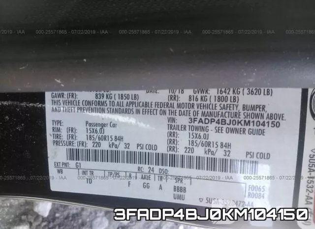 3FADP4BJ0KM104150 фото 9