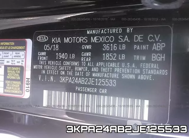 3KPA24AB2JE125533 фото 10