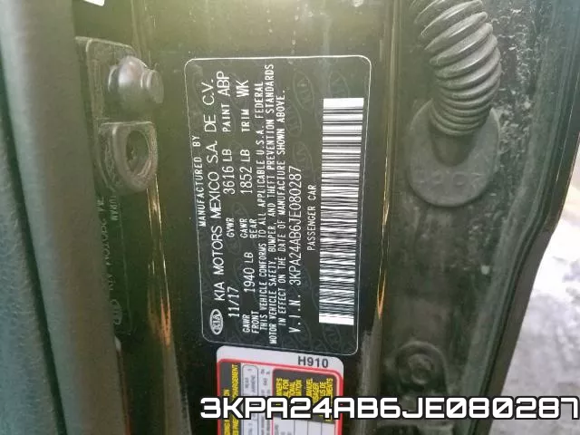 3KPA24AB6JE080287 фото 2