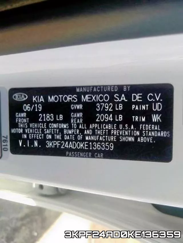 3KPF24AD0KE136359 фото 2