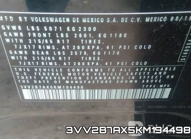 3VV2B7AX5KM194498 фото 9