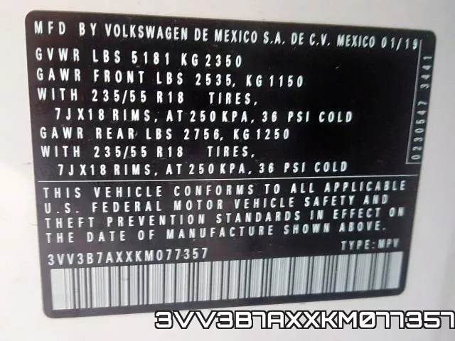 3VV3B7AXXKM077357 фото 2