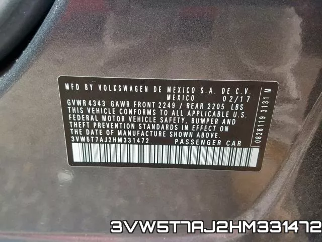 3VW5T7AJ2HM331472 фото 2