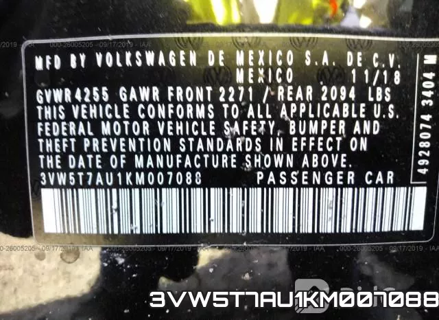 3VW5T7AU1KM007088 фото 6