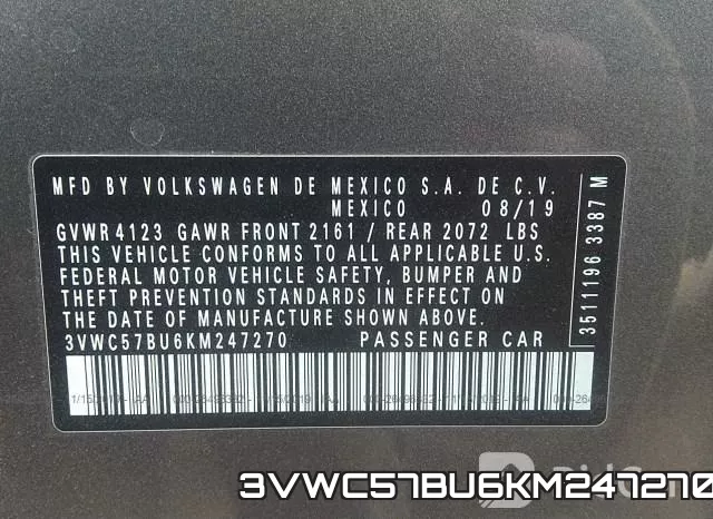 3VWC57BU6KM247270 фото 10