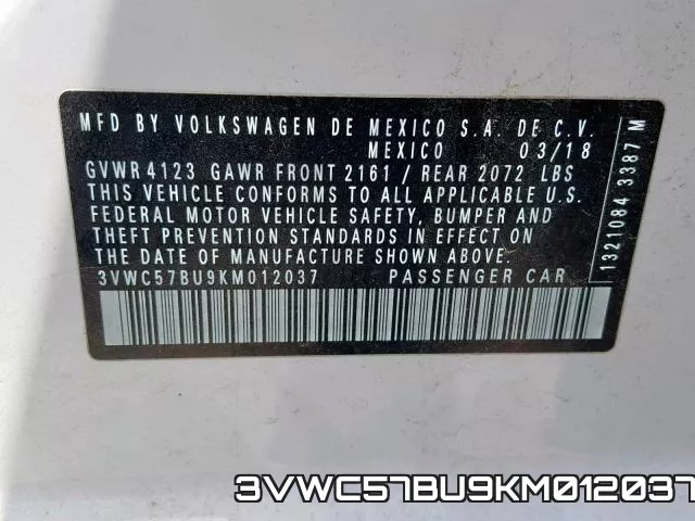 3VWC57BU9KM012037 фото 2