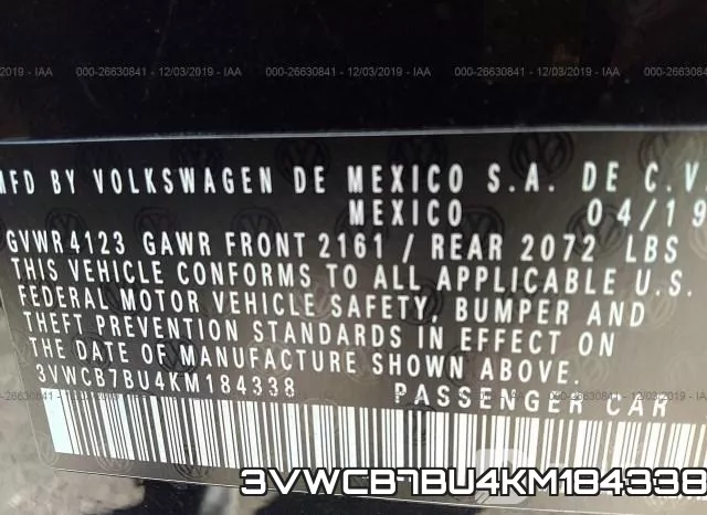 3VWCB7BU4KM184338 фото 10