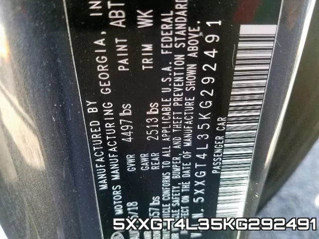 5XXGT4L35KG292491 фото 2