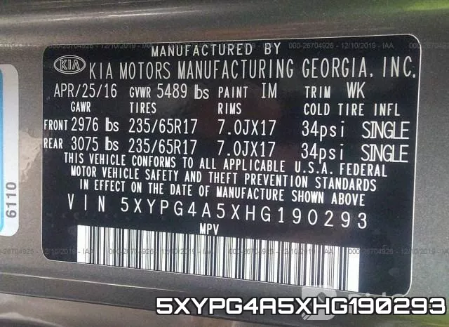 5XYPG4A5XHG190293 фото 8