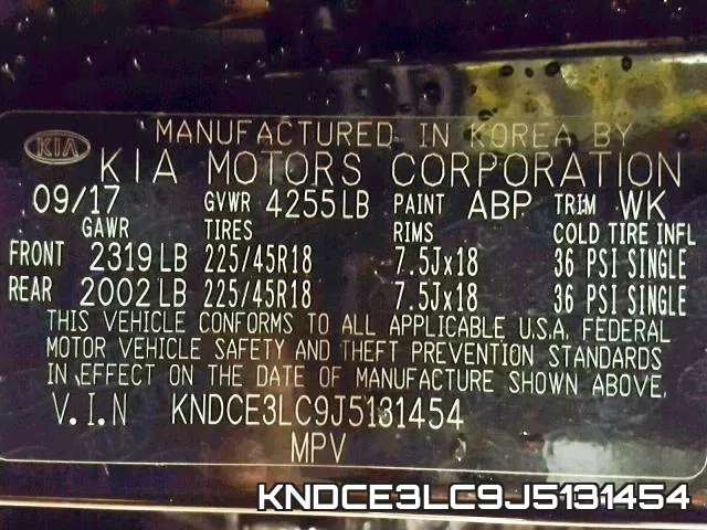 KNDCE3LC9J5131454 фото 2
