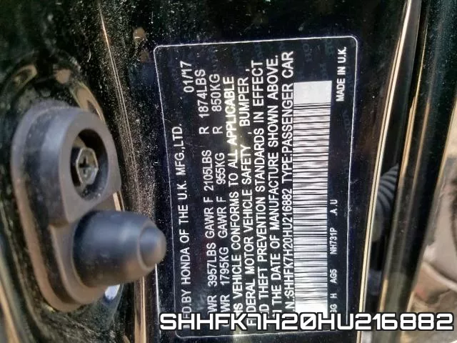 SHHFK7H20HU216882 фото 2