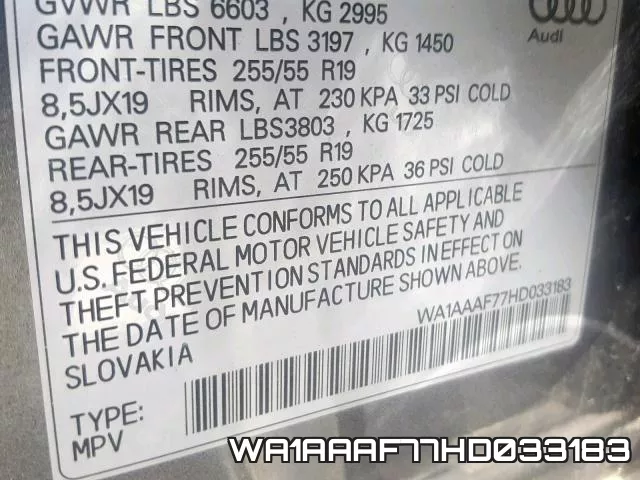 WA1AAAF77HD033183 фото 2