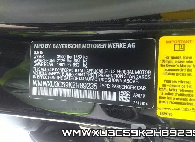 WMWXU3C59K2H89235 фото 9