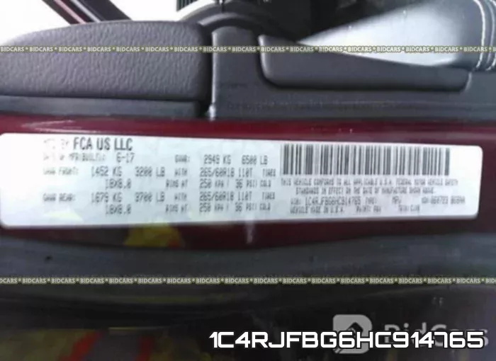 1C4RJFBG6HC914765 фото 10