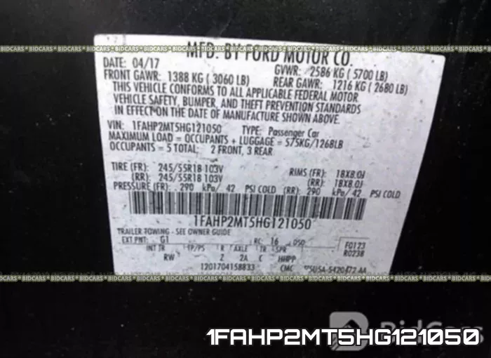 1FAHP2MT5HG121050 фото 10