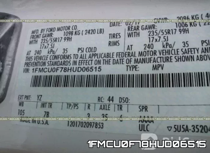 1FMCU0F78HUD06515 фото 10