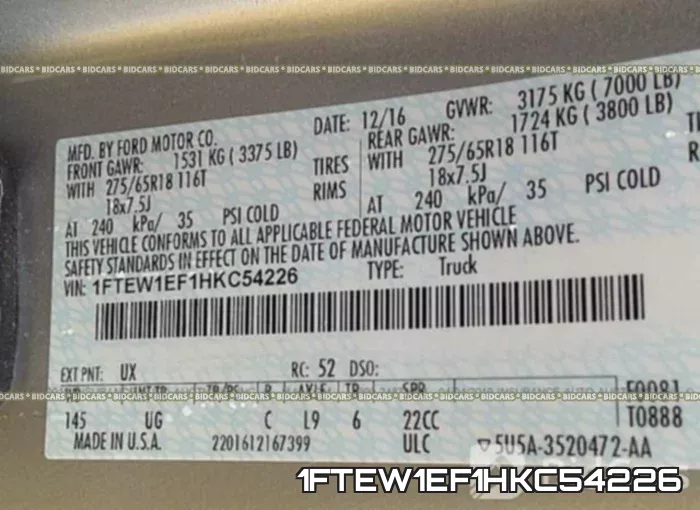 1FTEW1EF1HKC54226 фото 10