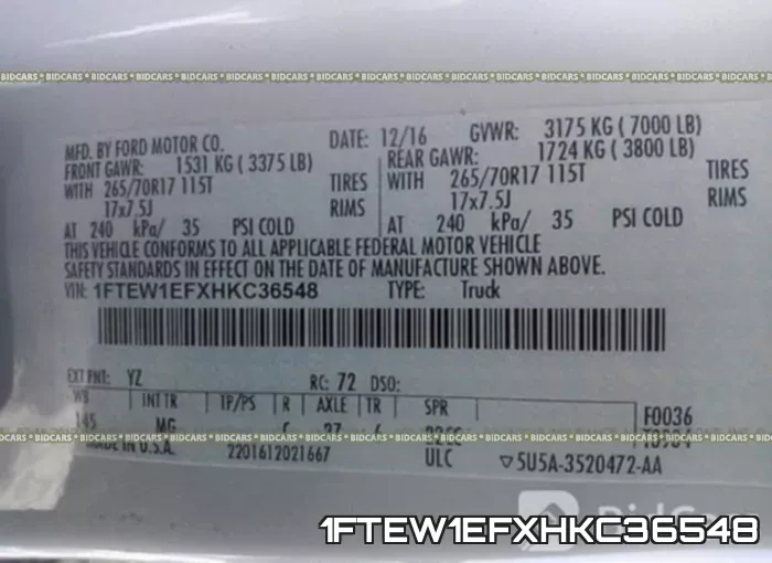1FTEW1EFXHKC36548 фото 10