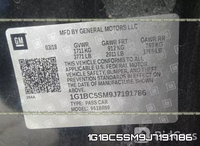 1G1BC5SM9J7191786 фото 10