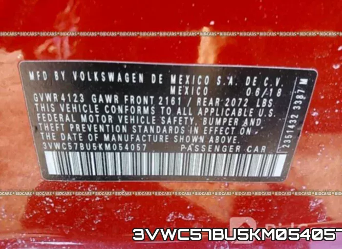 3VWC57BU5KM054057 фото 10