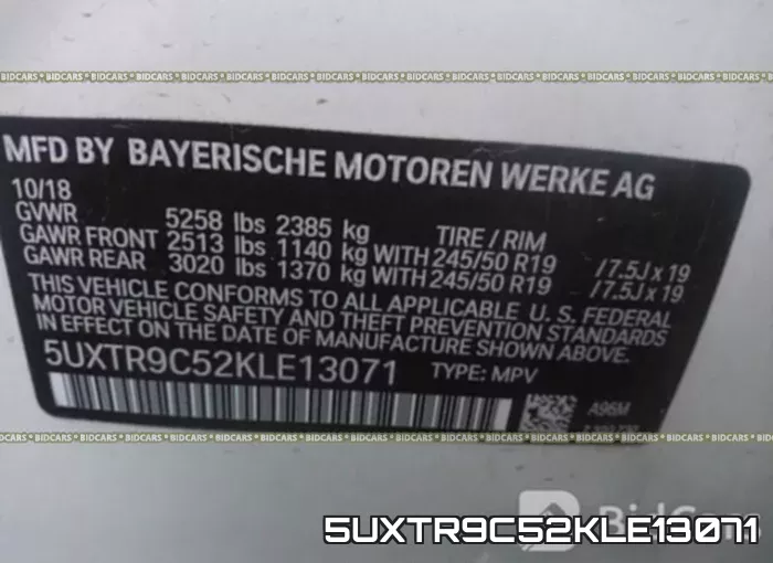 5UXTR9C52KLE13071 фото 10