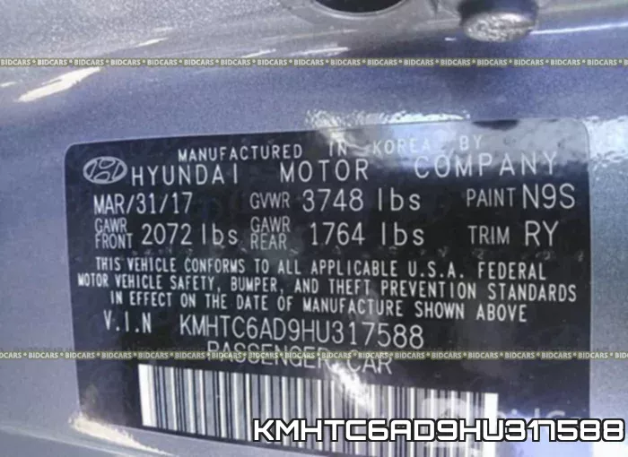 KMHTC6AD9HU317588 фото 10